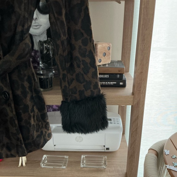 INC International Concepts Black Teddy Jacket with Plush Faux Fur - Picture 7 of 8